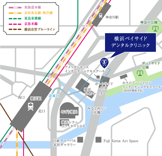 横浜駅北東口・横浜ベイサイドデンタルクリニック Yokohama Bayside Dental Clinic・地図